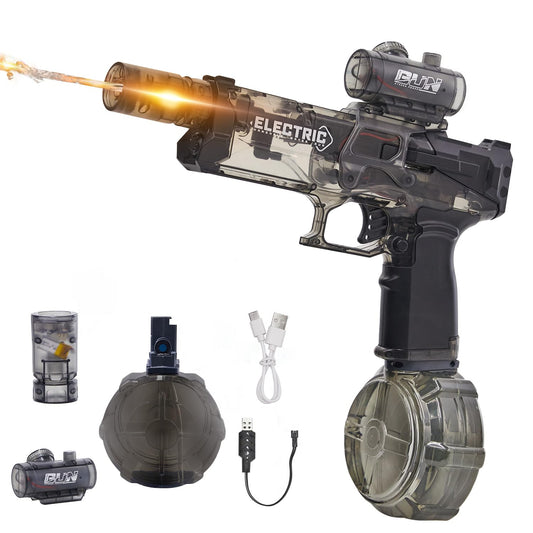 Electric Water Gun, Most Powerful Squirt Gun, Automatic high Powered Pressure Blaster watergun with Realistic Led Muzzle Flame